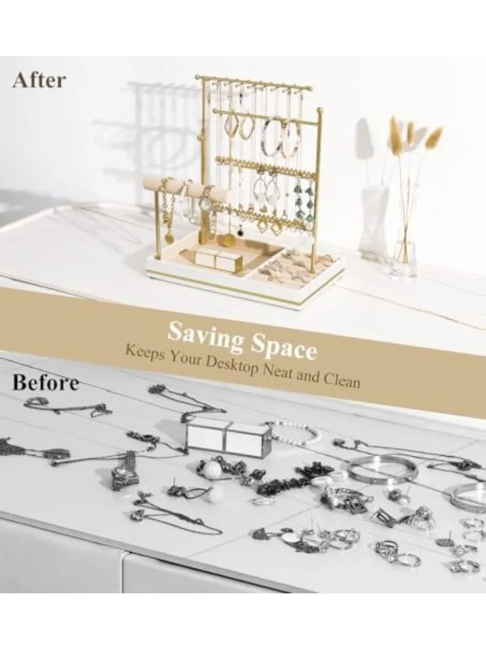 5-Tier Jewelry Organizer Necklace Holder - Stylish Storage for Accessories
